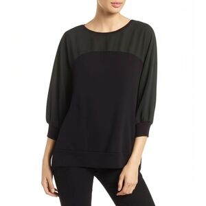 Calvin Klein Women’s Top Size Medium Black Color-block Dolman Sleeve Modern